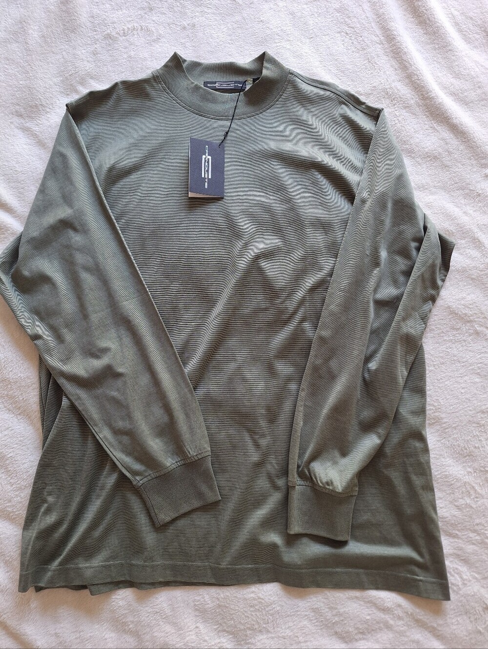 NWT Carnoustie Men 100% Mercerized Cotton Mock Neck Long Sleeve Shirt Olive XL